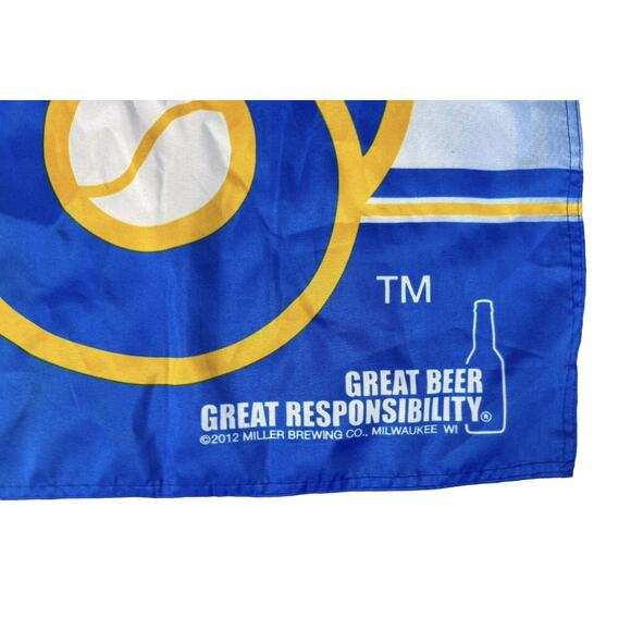Miller Lite × Milwaukee Brewers Flag 2012 “Go Brew Crew” MLB Bar Man Cave Banner - Picture 2 of 4